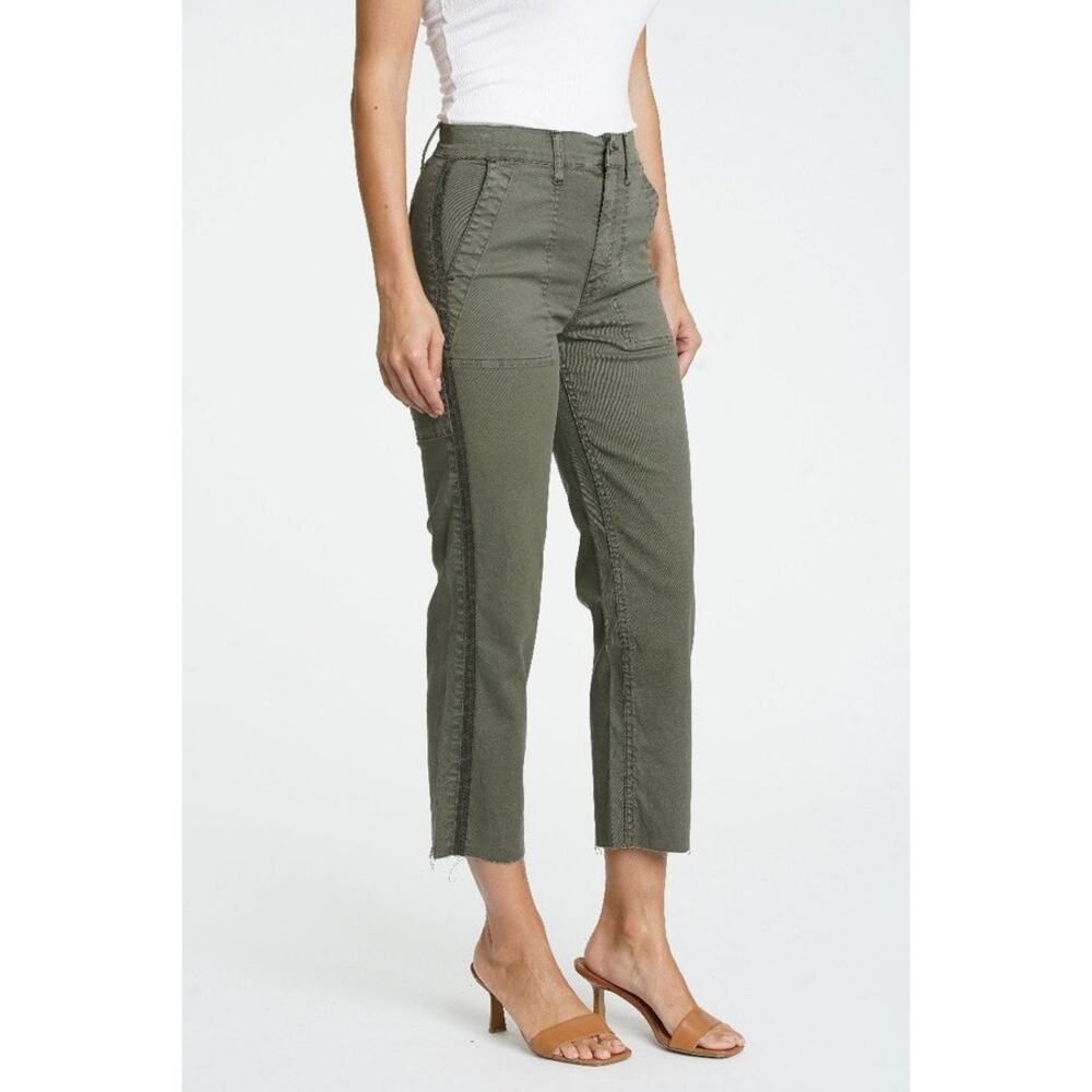 NWT Pistola Elliot Eden High Rise Crop Tuxedo Stripe Straight Leg Pant 26 Green - Picture 10 of 15